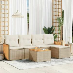 VidaXL Polyrattan Kerti Ülőgarnitúra - 6 részes - Bézs