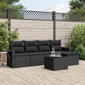 Polyrattan Kerti Ülőgarnitúra - 6 részes - Fekete