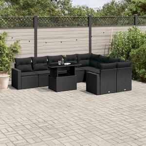 VidaXL Polyrattan Kerti Ülőgarnitúra - 10 részes - Fekete