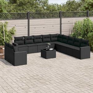 VidaXL Polyrattan Kerti Ülőgarnitúra - 12 részes - Fekete