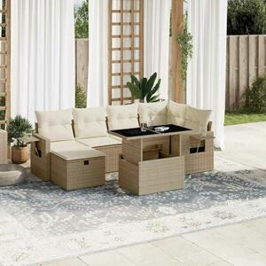 VidaXL Polyrattan Kerti Ülőgarnitúra - 7 részes - Bézs