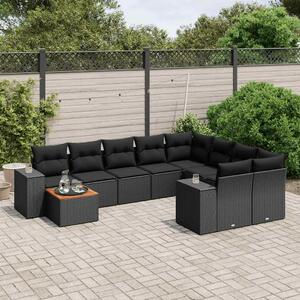 VidaXL Polyrattan Kerti Ülőgarnitúra - 10 részes - Fekete