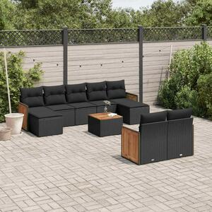 VidaXL Polyrattan Kerti Ülőgarnitúra - 10 részes - Fekete