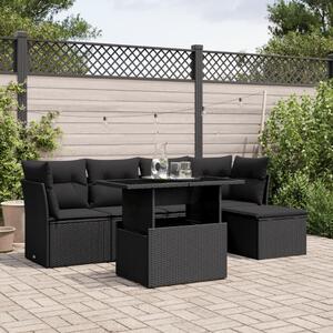 VidaXL Polyrattan Kerti Ülőgarnitúra - 6 részes - Fekete
