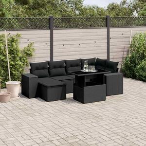 VidaXL Polyrattan Kerti Ülőgarnitúra - 7 részes - Fekete