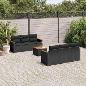 VidaXL Polyrattan Kerti Ülőgarnitúra - 7 részes - Fekete