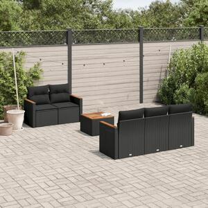 VidaXL Polyrattan Kerti Ülőgarnitúra - 6 részes - Fekete