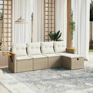 VidaXL Polyrattan Kerti Ülőgarnitúra - 5 részes - Bézs