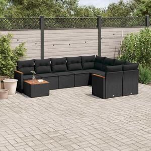 VidaXL Polyrattan Kerti Ülőgarnitúra - 10 részes - Fekete