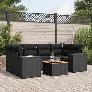 Polyrattan Kerti Ülőgarnitúra - 7 részes - Fekete
