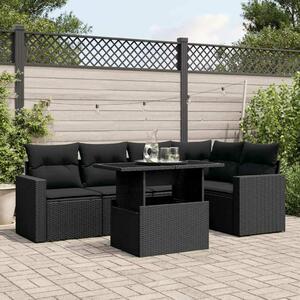 VidaXL Polyrattan Kerti Ülőgarnitúra - 6 részes - Fekete