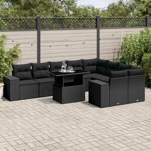VidaXL Polyrattan Kerti Ülőgarnitúra - 10 részes - Fekete