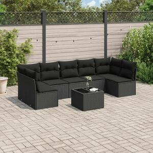 Polyrattan Kerti Ülőgarnitúra - 8 részes - Fekete