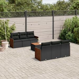 VidaXL Polyrattan Kerti Ülőgarnitúra - 7 részes - Fekete