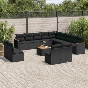 VidaXL Polyrattan Kerti Ülőgarnitúra - 14 részes - Fekete