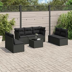 Polyrattan Kerti Ülőgarnitúra - 8 részes - Fekete