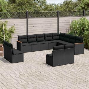 VidaXL Polyrattan Kerti Ülőgarnitúra - 12 részes - Fekete