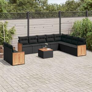VidaXL Polyrattan Kerti Ülőgarnitúra - 11 részes - Fekete