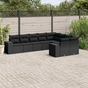 VidaXL Polyrattan Kerti Ülőgarnitúra - 9 részes - Fekete