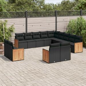 VidaXL Polyrattan Kerti Ülőgarnitúra - 13 részes - Fekete