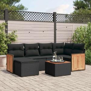 VidaXL Polyrattan Kerti Ülőgarnitúra - 7 részes - Fekete