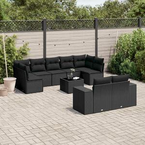 VidaXL Polyrattan Kerti Ülőgarnitúra - 10 részes - Fekete