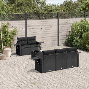 VidaXL Polyrattan Kerti Ülőgarnitúra - 6 részes - Fekete