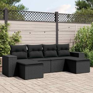 VidaXL Polyrattan Kerti Ülőgarnitúra - 6 részes - Fekete
