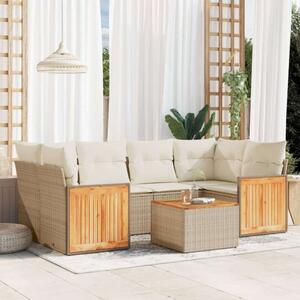 Polyrattan Kerti Ülőgarnitúra - 7 részes - Bézs