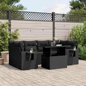 VidaXL Polyrattan Kerti Ülőgarnitúra - 7 részes - Fekete