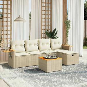 Polyrattan Kerti Ülőgarnitúra - 6 részes - Bézs