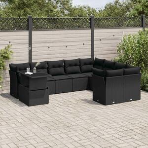 VidaXL Polyrattan Kerti Ülőgarnitúra - 10 részes - Fekete