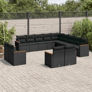 VidaXL Polyrattan Kerti Ülőgarnitúra - 13 részes - Fekete