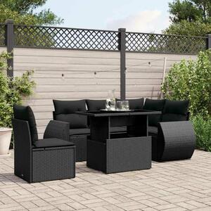 VidaXL Polyrattan Kerti Ülőgarnitúra - 6 részes - Fekete