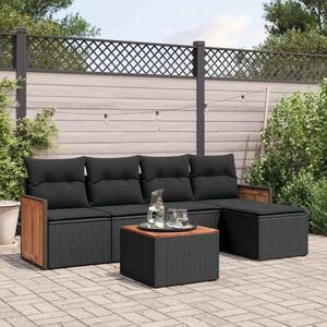 VidaXL 6 részes Kerti Ülőgarnitúra - Fekete Polyrattan