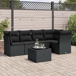 VidaXL Polyrattan Kerti Ülőgarnitúra - 6 részes - Fekete