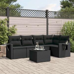 VidaXL Polyrattan Kerti Ülőgarnitúra - 6 részes - Fekete
