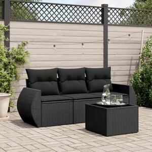 VidaXL Polyrattan Kerti Ülőgarnitúra - 4 részes - Fekete