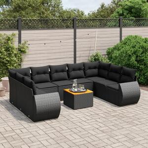 VidaXL Polyrattan Kerti Ülőgarnitúra - 10 részes - Fekete