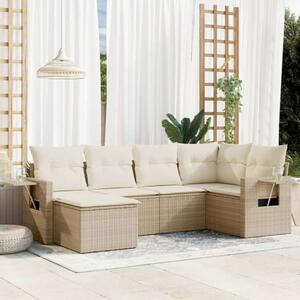 Polyrattan Kerti Ülőgarnitúra - 6 részes - Bézs