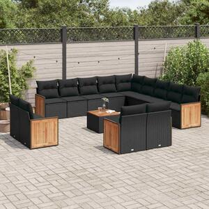 VidaXL Polyrattan Kerti Ülőgarnitúra - 14 részes - Fekete
