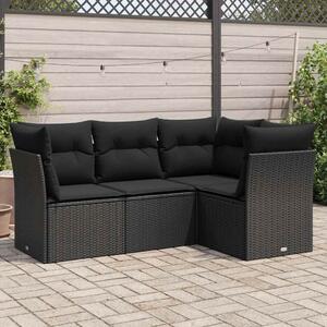 VidaXL Polyrattan Kerti Ülőgarnitúra - 4 részes - Fekete