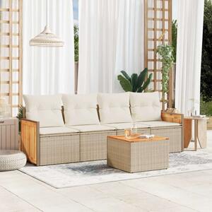 VidaXL 5 részes Polyrattan Kerti Ülőgarnitúra - Bézs