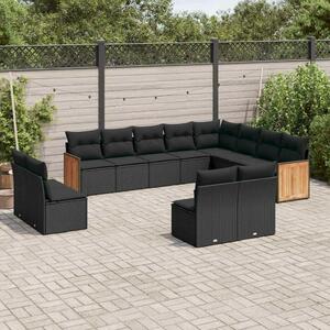 VidaXL Polyrattan Kerti Ülőgarnitúra - 12 részes - Fekete