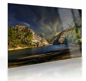 Tájkép tóval (üvegen) (70x50 cm)