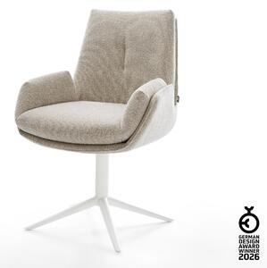 DELIFE Étkezőszék Clea-Flex szövött szövet puha bézs fehér kereszt láb 360° forgatható billenő