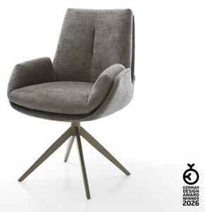 DELIFE Étkezőszék Clea-Flex bouclé puha sötét bézs kereszt láb széles titán színű hatás 360° forgatható billenő funkció