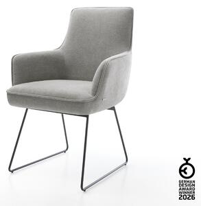DELIFE Étkezőszék Heira-Flex kárpitozott karfás strukturált szövet puha szürke vékony fekete láb zsákrugós