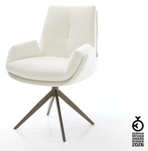 DELIFE Étkezőszék Clea-Flex bouclé puha bézs kereszt láb széles titán színű 360° forgatható billenő funkció