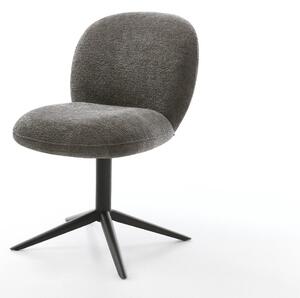 DELIFE Étkezőszék Nube-Flex bouclé puha sötét bézs kereszt láb fekete 360° forgatható billenő zsákrugó